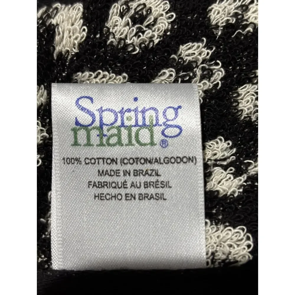 Spring maid black white animal print cotton bath and hand towel set nwt